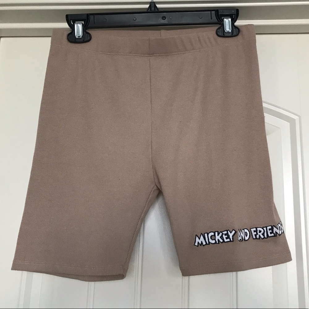 Mickey and Friends Tan Biker Shorts